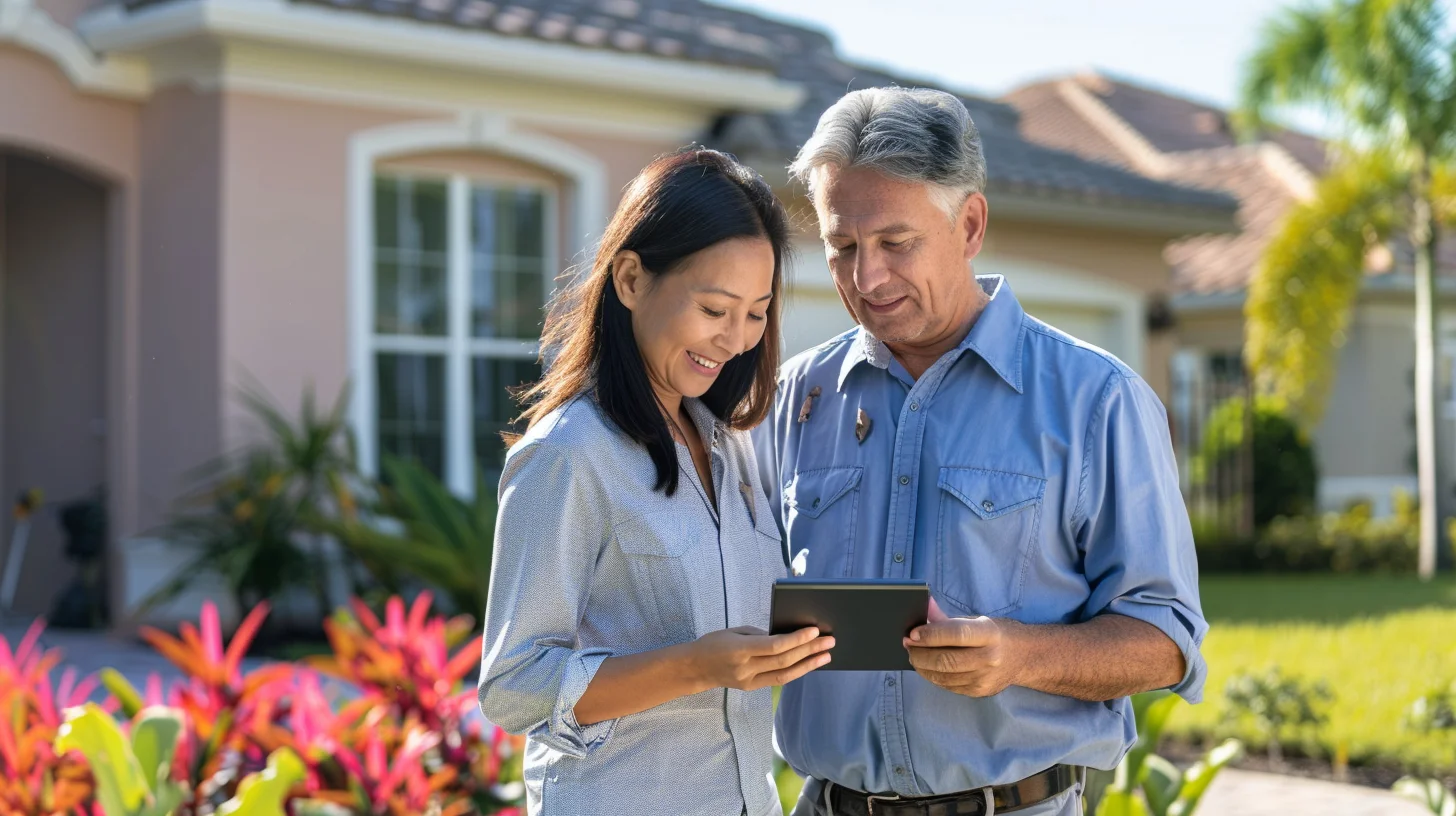 Homeowner and contractor reviewing insurance claim